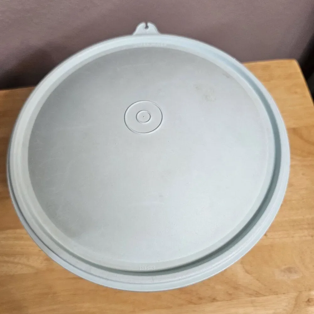 Tupperware Lettuce Keeper Bowl Turquoise Lid, Clear Vintage Storage Container